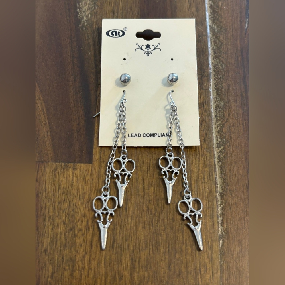 NT Silver Scissor Earrings NEW! - Picture 3 of 11